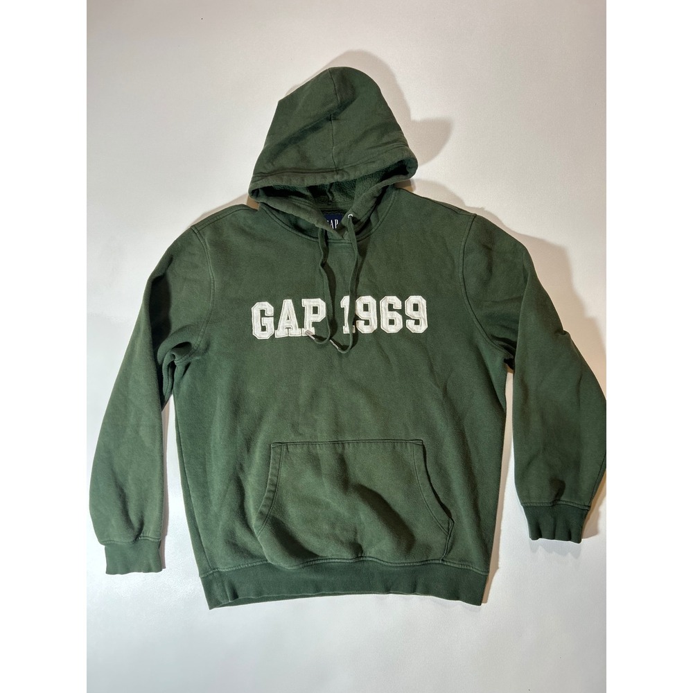 Gap 1969 Hoodie Mens Medium Green Excellent Fleece Pullover Sweatshirt